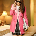 Pink Shearling und Lamm Ledermantel Long Style